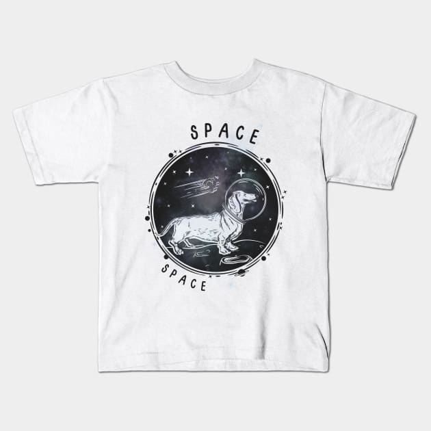 astranaut dog Kids T-Shirt by stylupp